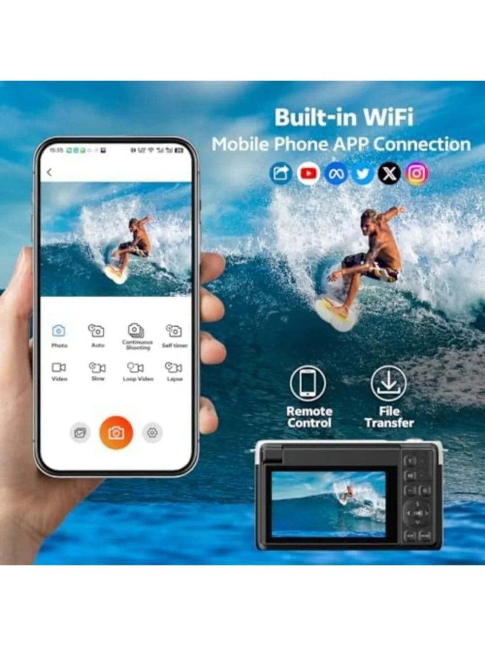 4K Vlogging Camera with 180° Flip Screen, Compact Digital Camera for YouTube